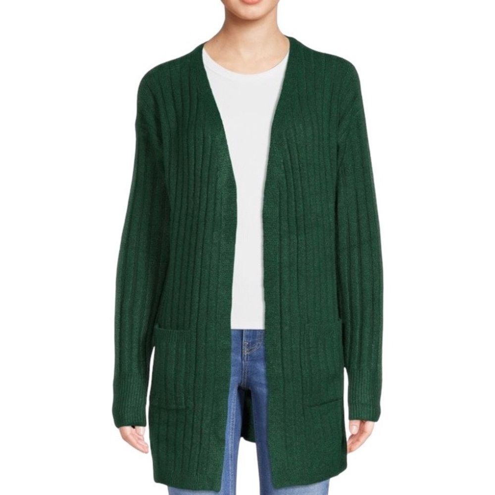 No Boundaries Long Sleeve Lace Up Sweater Cardigan Forrest Green Ladies Small